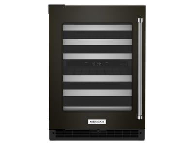 KitchenAid Black Stainless Undercounter Wine Cellar with Glass Door and Metal-Front Racks (4.97 Cu. Ft ) - KUWL314KBS