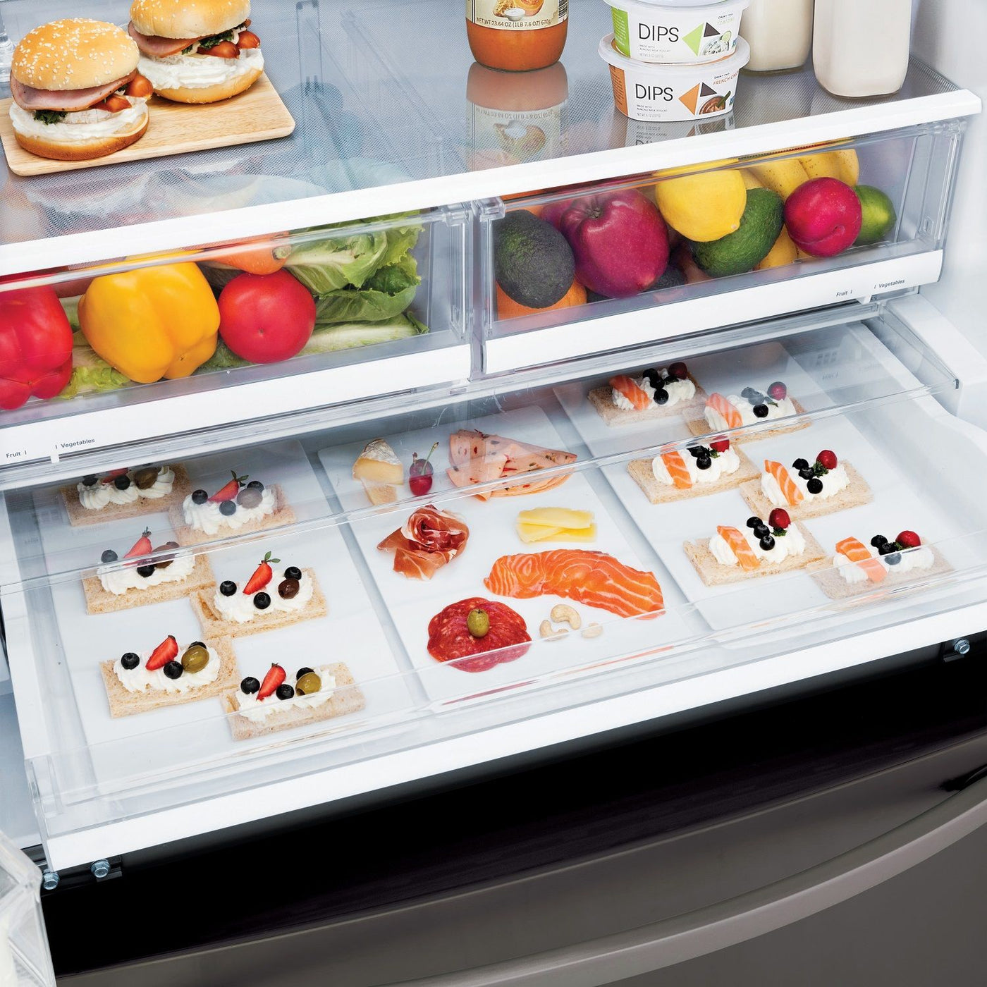 LG Smudge Resistant Black Stainless Steel 36" 28 Cu.ft French Door Refrigerator with Ice & Water Dispenser - LRFS28XBD