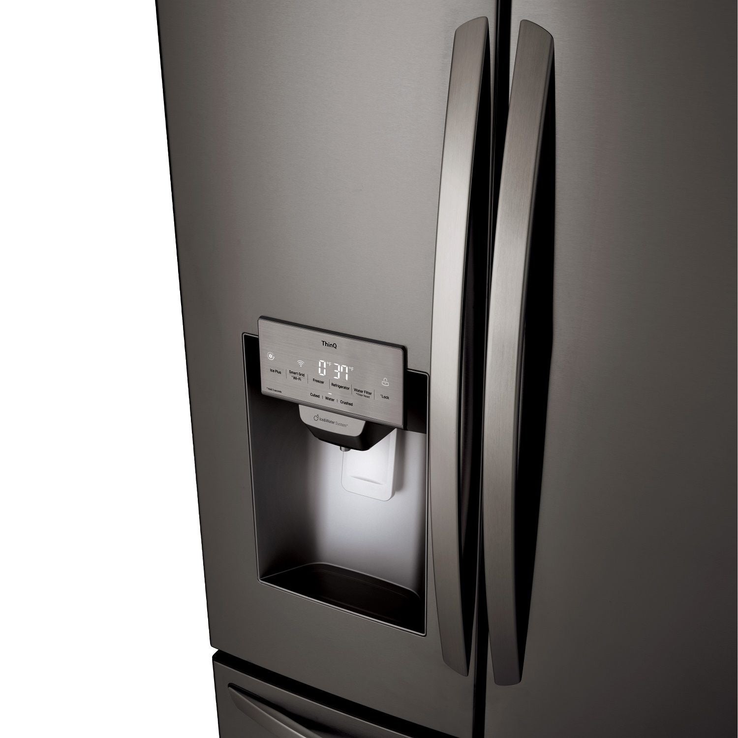 LG 36" 28 Cu. Ft. Smudge Resistant Black Stainless Steel French Door Refrigerator with Ice & Water Dispenser - LRFS28XBD