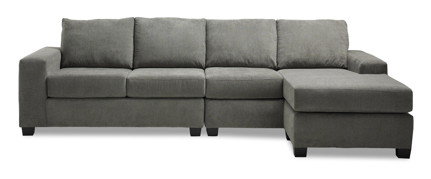 Luna 2-Piece Sectional with Reversible Chaise - Grey
