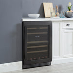 Marathon 24" Black Steel Dual Zone Undercounter Wine Cellar (5.4 cu. ft.) - MWC56-DBLS