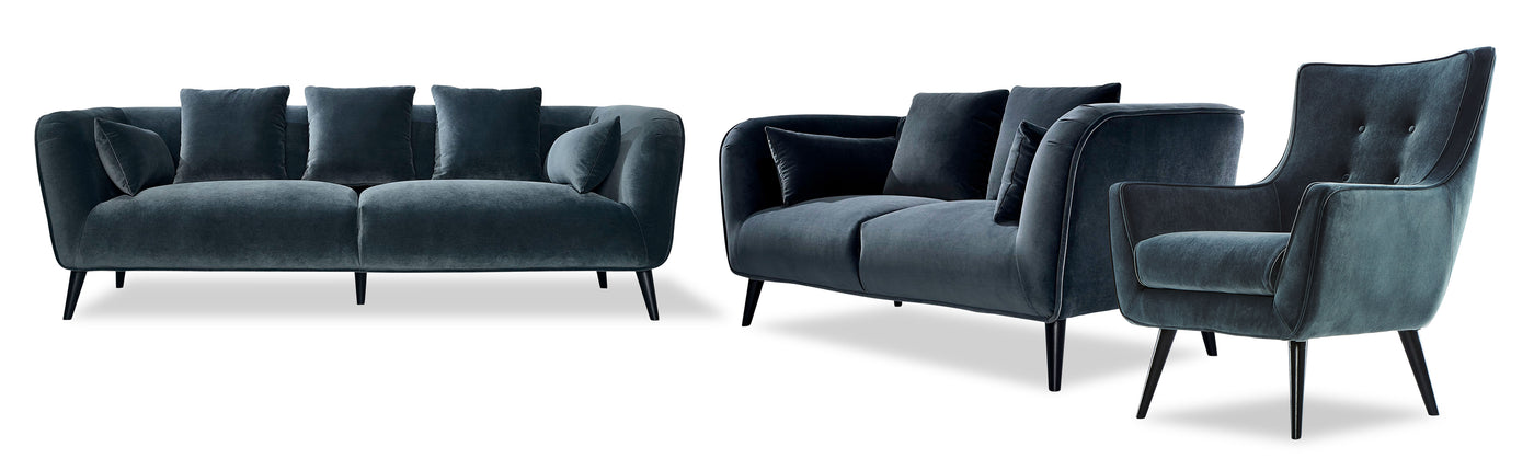 Maja Sofa, Loveseat and Accent Chair Set - Grey