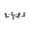 Mara 5-Piece Extendable Dining Set - White Lacquer, Grey