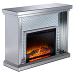 Miami Fireplace with Log Insert - Mirrored Glass