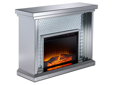 Miami Fireplace with Log Insert - Mirrored Glass