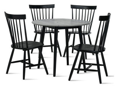 Midland 5-Piece Drop Leaf Dining Set - Grey, Black