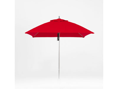 Oca 7.5' Square Outdoor Umbrella - Vermillion Red/Brushed Aluminum