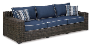 Grasson Lane - Outdoor Sofa - Blue, Brown