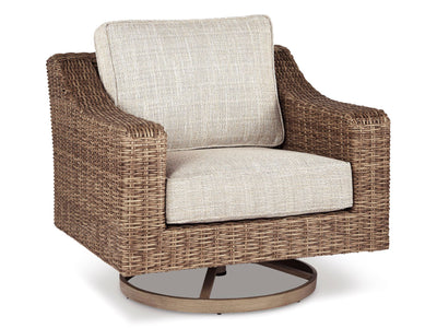 Beachcroft - Outdoor Swivel Chair - Beige, Brown