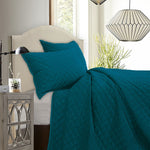 Grudina Velvet Diamond Queen Quilt Set - Teal