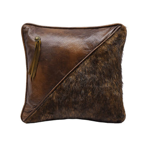 Jinetepe Jo Faux Leather / Fur Decorative Pillow - Dark Brown