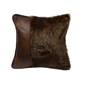 Jinetepe Faux Leather / Fur Decorative Pillow - Dark Brown
