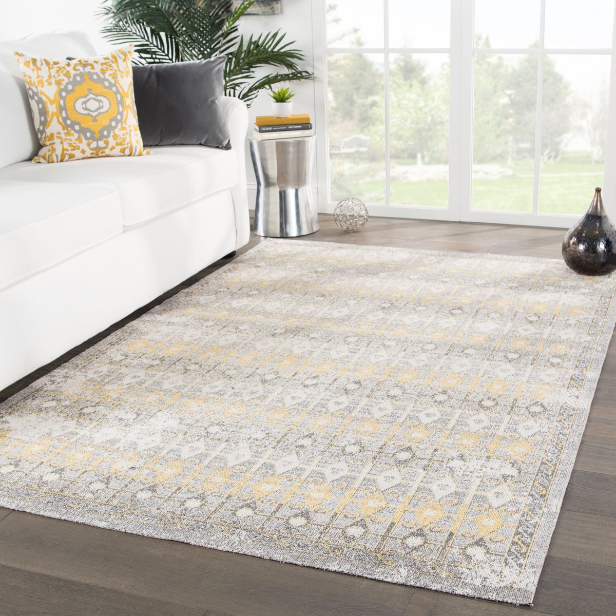Mikras IV Area Rug - 8'10" X 12' - Light Grey/Yellow