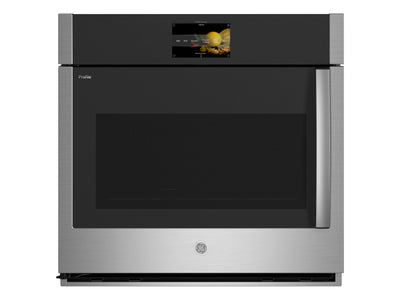 GE Profile Stainless Steel 30" Smart Built-In Convection Wall-Oven with Left-Hand SideSwing Doors and Air Fry (5.0 Cu. Ft.) - PTS700LSNSS
