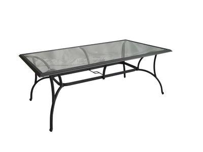 Hanlan 84" Outdoor Dining Table - Charcoal/Glass