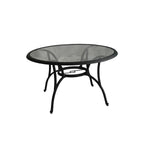Hanlan 48" Round Outdoor Dining Table - Charcoal/Glass