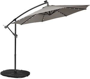 Bumbershoot 10' Solar LED Offset Outdoor Umbrella - Slate / Dark Grey