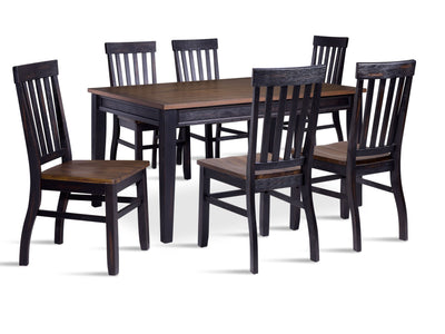 Caylie Noir 7-Piece Dining Set - Ebony, Driftwood