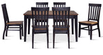 Caylie Noir 7-Piece Dining Set - Ebony, Driftwood