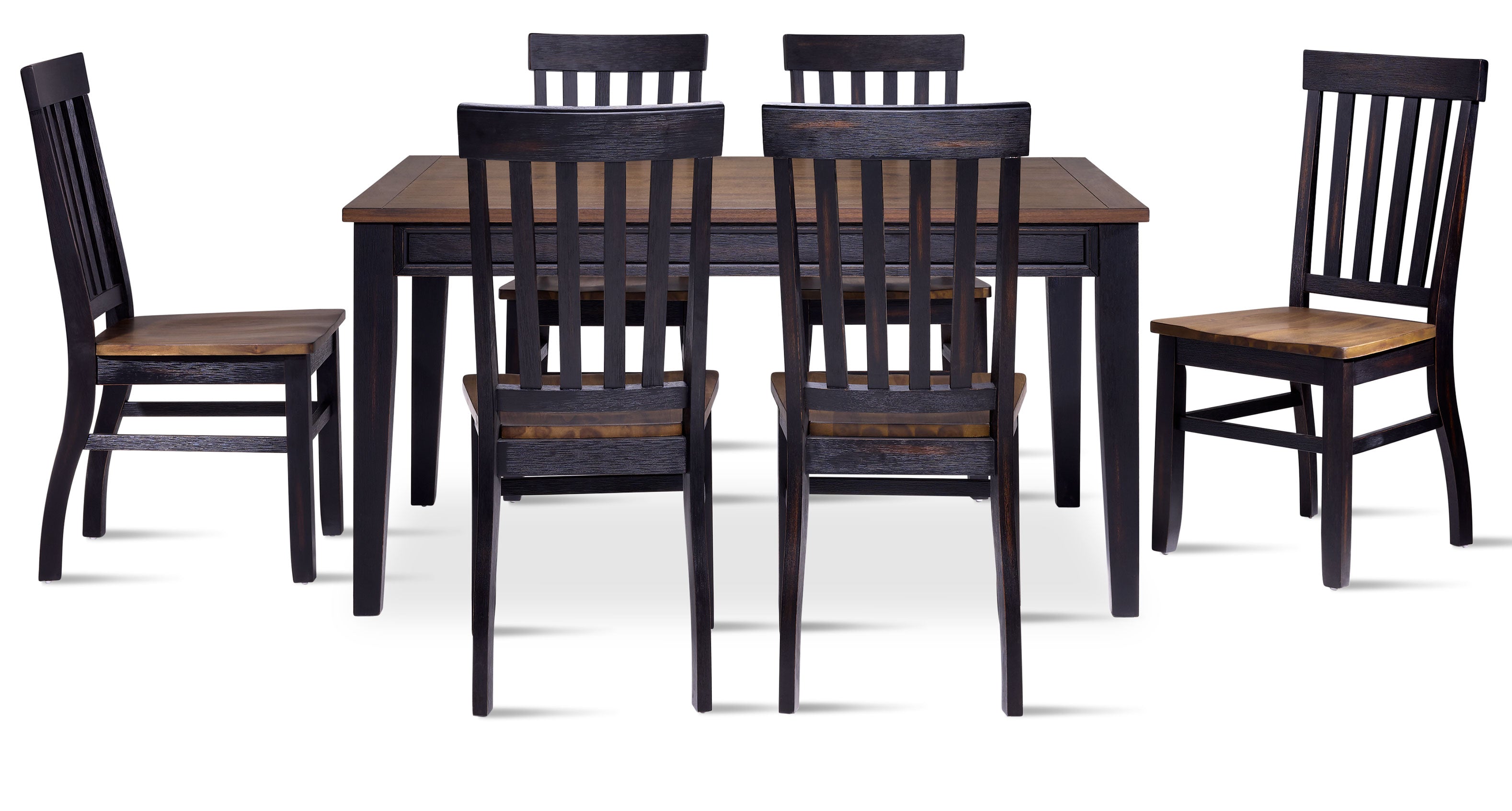 Caylie Noir 7-Piece Dining Set - Ebony, Driftwood