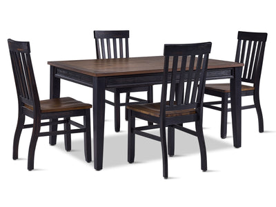 Raven Noir 5-Piece Dining Set - Ebony, Driftwood