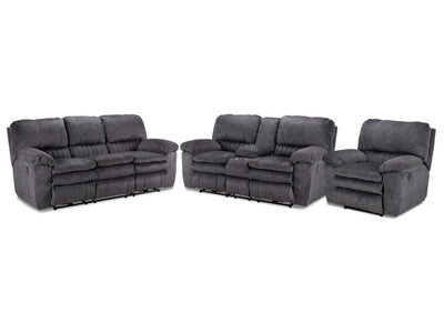 Reyes Power Reclining Sofa, Loveseat and Chair Set - Grey