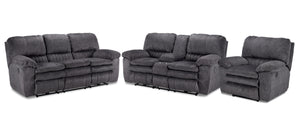 Reyes Power Reclining Sofa, Loveseat and Chair Set - Grey