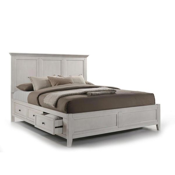 San Mateo 3-Piece King Storage Bed - Antique White