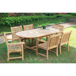 Mahebourg Teak Outdoor 67-86.5" Extension 7-Piece Dining Package - Natural