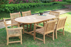 Mahebourg Teak Outdoor 67-86.5" Extension 7-Piece Dining Package - Natural