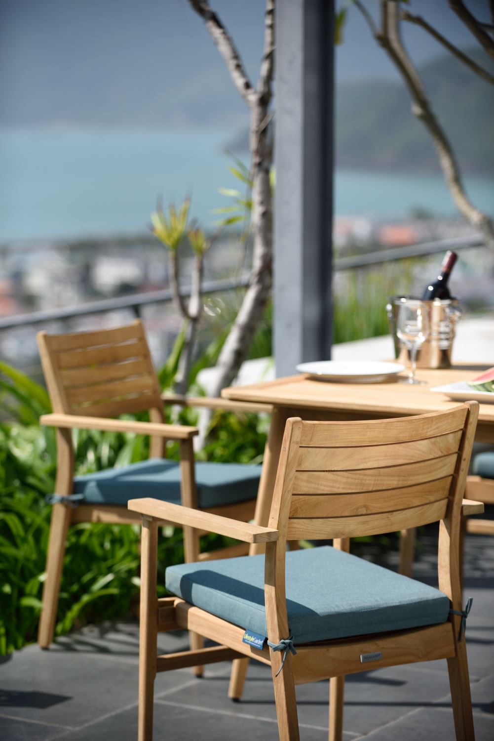 Bandrele Teak Outdoor 7-Piece Dining Package - Green/Natural