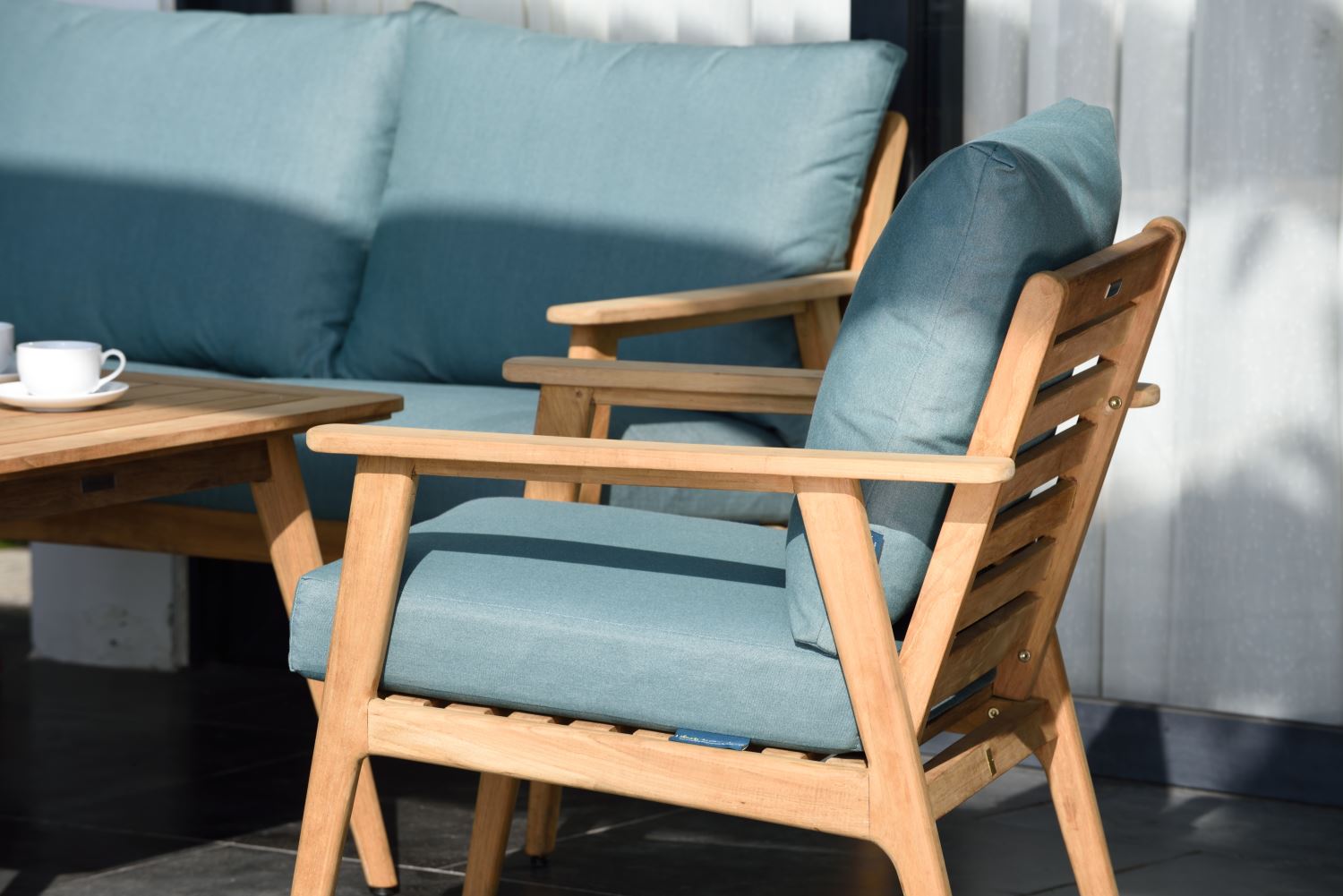 Bandrele Teak Outdoor Conversation - Set of 4 - Green/Natural