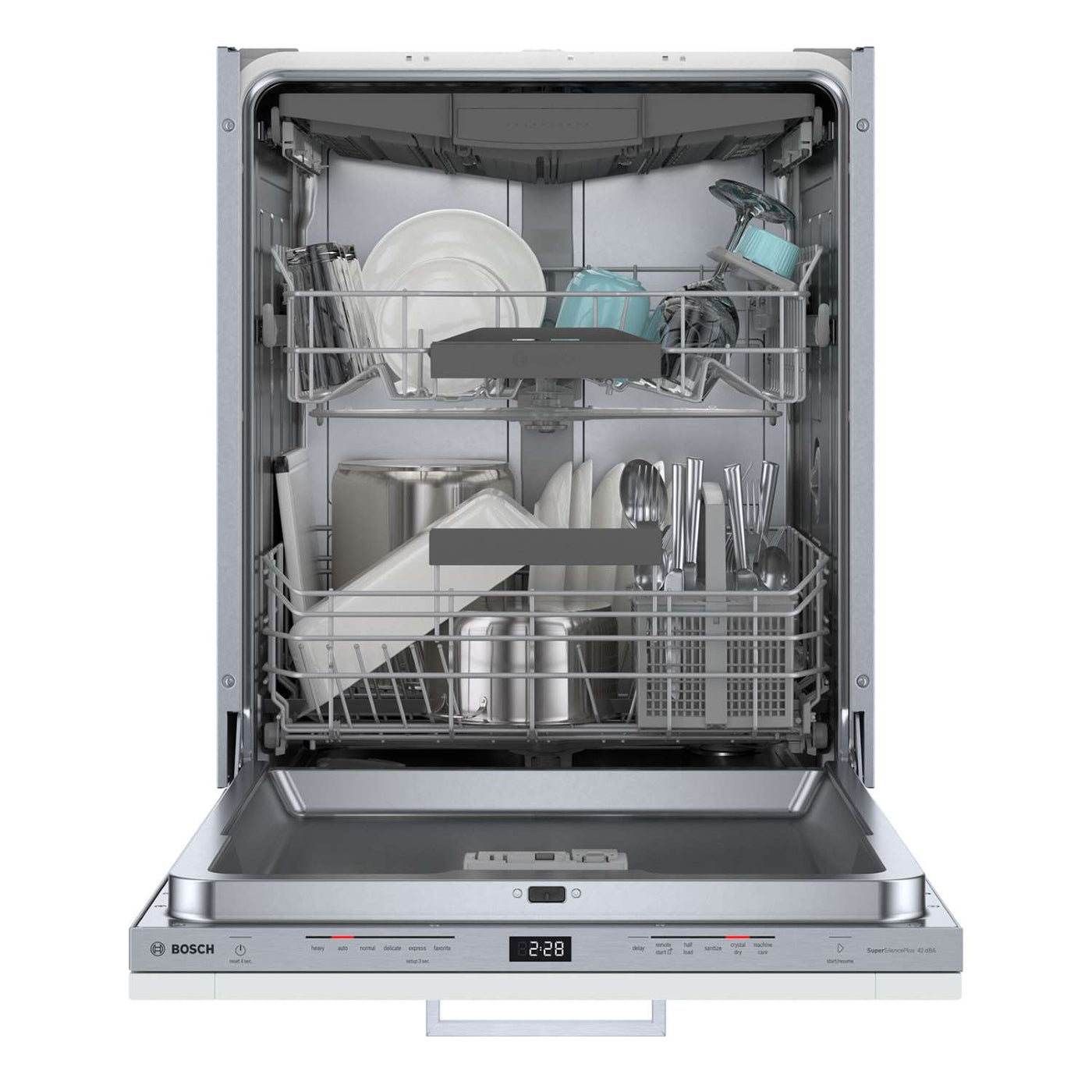 Bosch Custom Panel-Ready 24-Inch Smart Built-In Dishwasher with Home Connect, CrystalDry, Third Rack, 42 dBA - SHV78B73UC