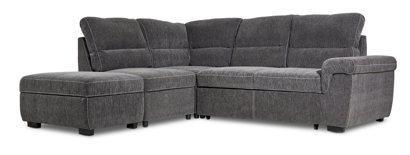Serafina 4-Piece Sectional with Right Facing Pop-Up Bed - Charcoal