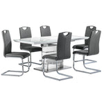 Danny 7-Piece Dining Set - White and Dark Grey