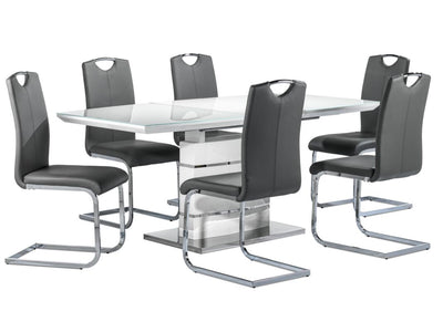 Danny 7-Piece Dining Set - White and Dark Grey