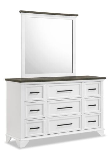 Abigail 9 Drawer Dresser - White and Grey