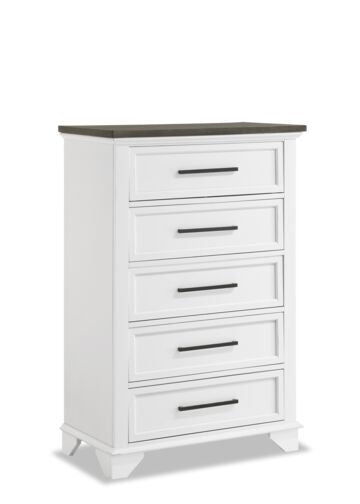 Abigail 5-Drawer Chest - White and Grey