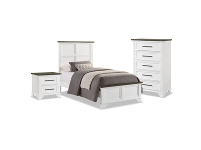 Abigail 5-Piece Twin Bedroom Package - White and Grey