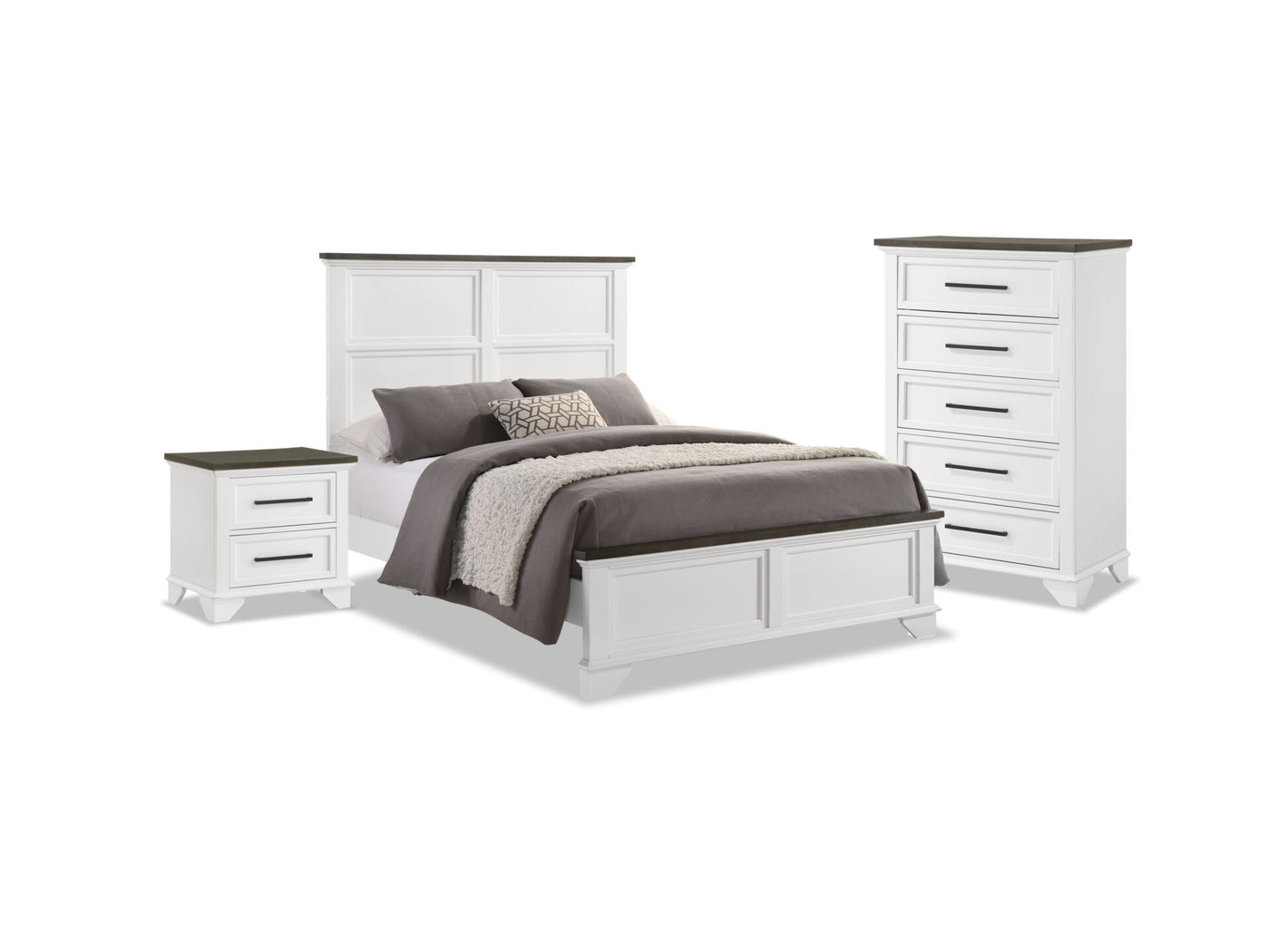 Abigail 5-Piece Full Bedroom Package - White and Grey