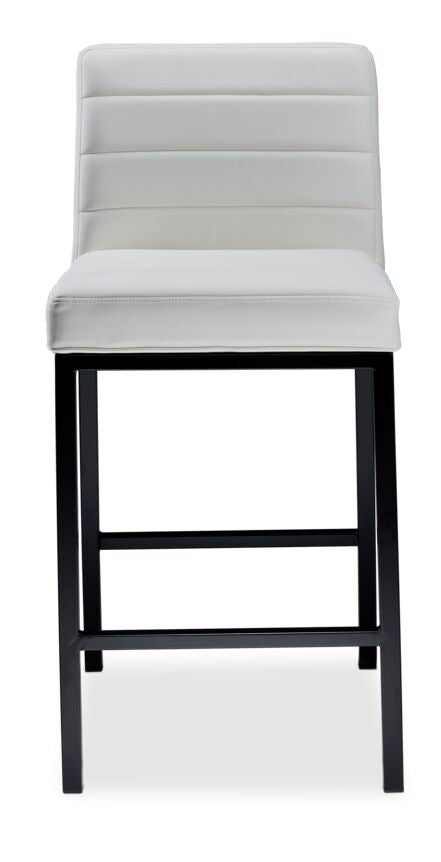 Amos Counter Height Stool - White Leather Look