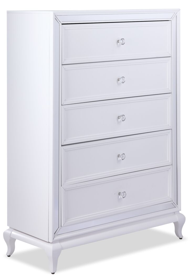 Arctic Ice 5 Drawer Chest - White