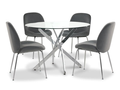 Avery II 5-Piece Dining Set - Grey, Chrome