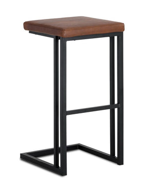 Boone Bar Height Stool - Black, Bravo Cognac