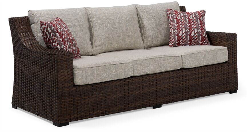 Brookland - 2-Piece Outdoor Sofa with Coffee Table - Brown, Beige