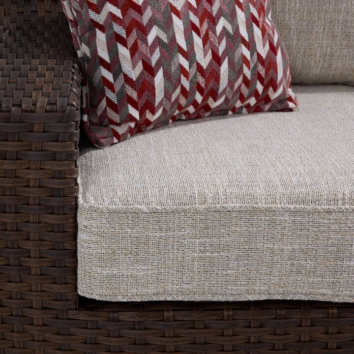 Brookland - 2-Piece Outdoor Sofa with Coffee Table - Brown, Beige