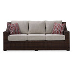 Brookland - 2-Piece Outdoor Sofa with Coffee Table - Brown, Beige