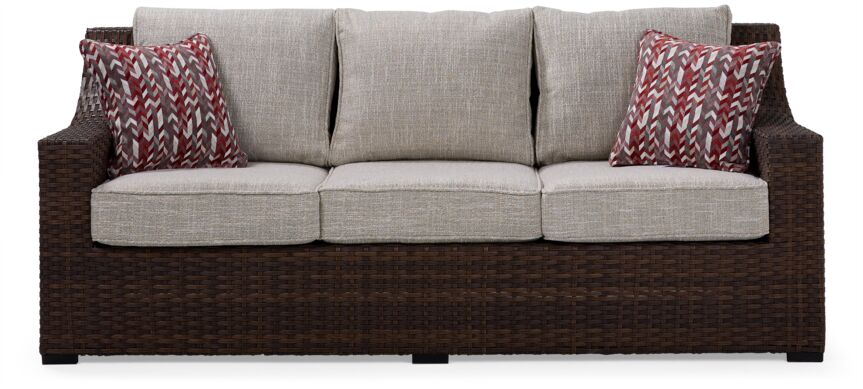 Brookland - 2-Piece Outdoor Sofa with Coffee Table - Brown, Beige