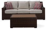Brookland - 2-Piece Outdoor Sofa with Coffee Table - Brown, Beige