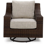 Brookland - Outdoor Swivel Chair - Brown, Beige